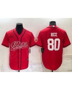 Men's San Francisco 49ers #80 Jerry Rice Red Cool Base Stitched Baseball Jersey