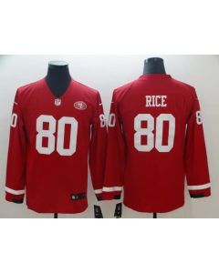 Men's San Francisco 49ers #80 Jerry Rice Scarlet Therma Long Sleeve Stitched NFL Jersey