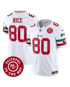 Men's San Francisco 49ers #80 Jerry Rice White Mexico Faithful To The Bay Patch Vapor F.U.S.E. Limited Jersey (White)