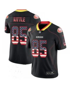 Men's San Francisco 49ers #85 George Kittle Black USA Flag Color Rush Limited Fashion NFL Stitched Jersey