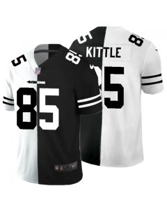 Men's San Francisco 49ers #85 George Kittle Black & White Split Limited Stitched Jersey