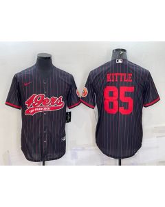 Men's San Francisco 49ers #85 George Kittle Black With Patch Cool Base Stitched Baseball Jersey