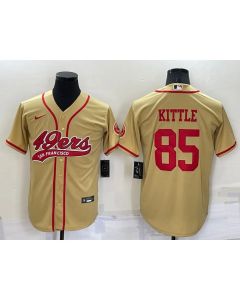 Men's San Francisco 49ers #85 George Kittle Gold Cool Base Stitched Baseball Jersey