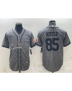 Men's San Francisco 49ers #85 George Kittle Grey With Patch Cool Base Stitched Baseball Jersey