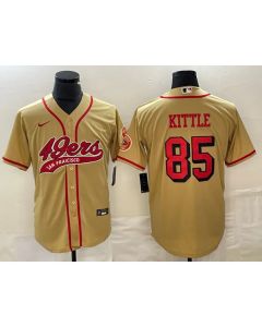 Men's San Francisco 49ers #85 George Kittle New Gold Cool Base Stitched Baseball Jersey