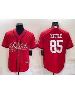 Men's San Francisco 49ers #85 George Kittle Red Cool Base Stitched Baseball Jersey