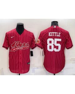 Men's San Francisco 49ers #85 George Kittle Red With Patch Cool Base Stitched Baseball Jersey