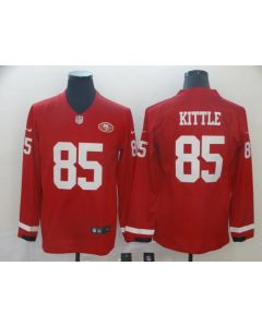 Men's San Francisco 49ers #85 George Kittle Scarlet Therma Long Sleeve Stitched NFL Jersey