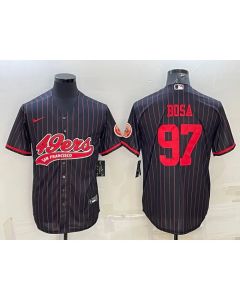 Men's San Francisco 49ers #97 Nick Bosa Black With Patch Cool Base Stitched Baseball Jersey
