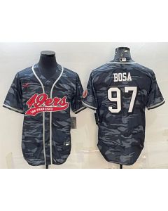 Men's San Francisco 49ers #97 Nick Bosa Grey Camo With Patch Cool Base Stitched Baseball Jersey