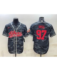 Men's San Francisco 49ers #97 Nick Bosa Grey Red Camo With Patch Cool Base Stitched Baseball Jersey
