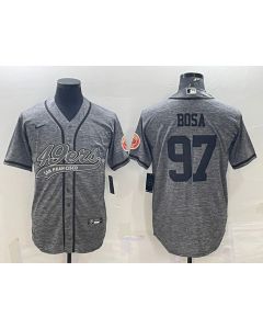 Men's San Francisco 49ers #97 Nick Bosa Grey With Patch Cool Base Stitched Baseball Jersey
