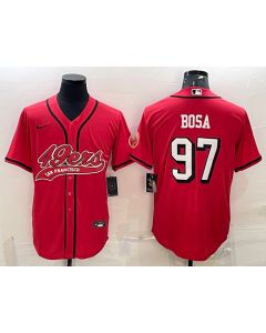 Men's San Francisco 49ers #97 Nick Bosa New Red With Patch Cool Base Stitched Baseball Jersey