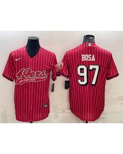 Men's San Francisco 49ers #97 Nick Bosa Red With Patch Cool Base Stitched Baseball Jersey