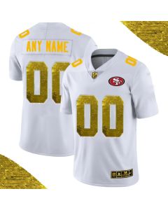 Men's San Francisco 49ers ACTIVE PLAYER White Custom Gold Fashion Edition Limited Stitched Jersey