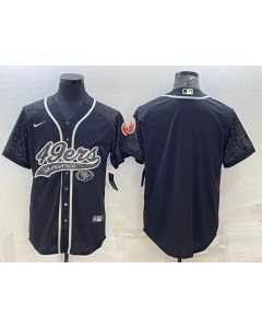 Men's San Francisco 49ers Blank Black Reflective With Patch Cool Base Stitched Baseball Jersey