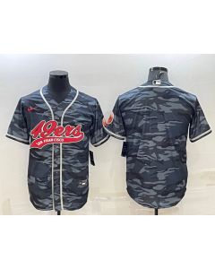 Men's San Francisco 49ers Blank Grey Camo With Patch Cool Base Stitched Baseball Jersey