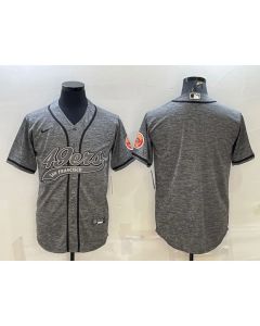 Men's San Francisco 49ers Blank Grey With Patch Cool Base Stitched Baseball Jersey