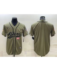 Men's San Francisco 49ers Blank Olive Salute to Service Cool Base Stitched Baseball Jersey