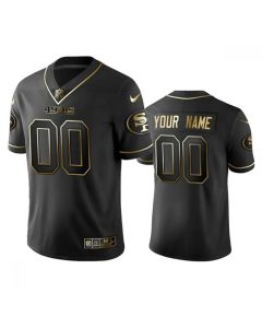 Men's San Francisco 49ers Customized Black Golden Stitched NFL Jersey
