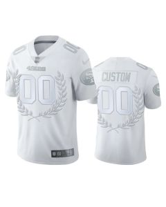 Men's San Francisco 49ers Customized White MVP Platinum Stitched Jersey