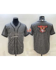 Men's San Francisco 49ers Grey Team Big Logo With Patch Cool Base Stitched Baseball Jersey