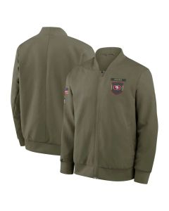 Men's San Francisco 49ers Olive 2025 Salute to Service Sideline Full-Zip Bomber Jacket (Olive)