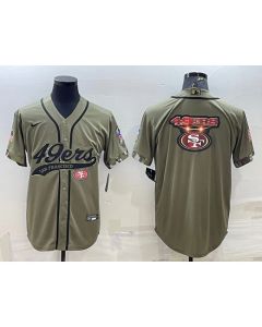 Men's San Francisco 49ers Olive Salute to Service Team Big Logo Cool Base Stitched Baseball Jersey