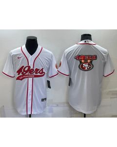 Men's San Francisco 49ers White Team Big Logo With Patch Cool Base Stitched Baseball Jersey