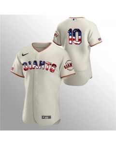 Men's San Francisco Giants #10 Evan Longoria Cream 2020 Stars & Stripes Flex Base Stitched Jersey
