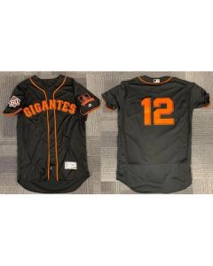 Men's San Francisco Giants #12 Joe Panik Black 2018 Flex Base Stitched Jersey