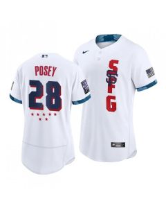 Men's San Francisco Giants #28 Buster Posey 2021 White All-Star Flex Base Stitched Baseball Jersey