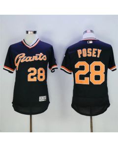 Men's San Francisco Giants #28 Buster Posey Black Throwback Flexbase Stitched MLB Jersey
