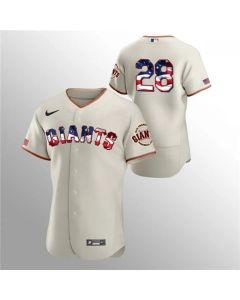 Men's San Francisco Giants #28 Buster Posey Cream 2020 Stars & Stripes Flex Base Stitched Jersey