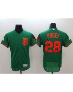 Men's San Francisco Giants #28 Buster Posey Green St Patrick's Day Flexbase Stitched MLB Jersey