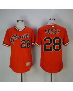 Men's San Francisco Giants #28 Buster Posey Orange Throwback Flexbase Stitched MLB Jersey