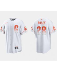 Men's San Francisco Giants #28 Buster Posey White City Connect Cool Base Stitched Jersey