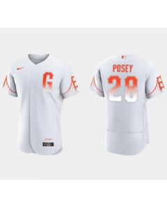 Men's San Francisco Giants #28 Buster Posey White City Connect Flex Base Stitched Jersey