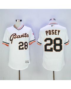 Men's San Francisco Giants #28 Buster Posey White Cool Base Cooperstown Collection Player Stitched MLB Jersey