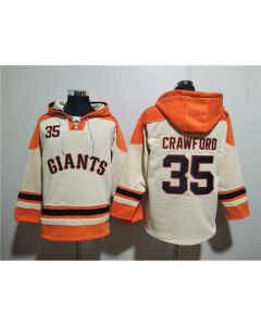 Men's San Francisco Giants #35 Brandon Crawford Cream Ageless Must-Have Lace-Up Pullover Hoodie