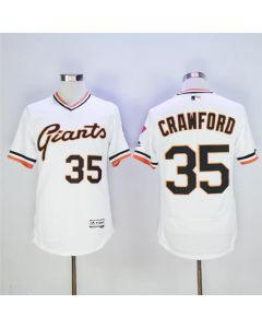 Men's San Francisco Giants #35 Brandon Crawford White Throwback Flexbase Stitched MLB Jersey