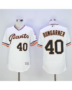 Men's San Francisco Giants #40 Madison Bumgarner White Throwback Flexbase Stitched MLB Jersey