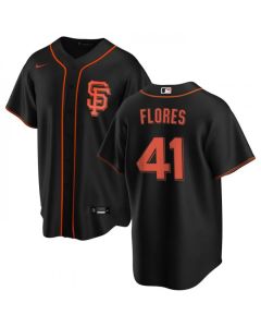 Men's San Francisco Giants #41 Wilmer Flores Black Cool Base Stitched Jersey