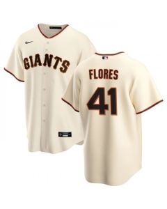 Men's San Francisco Giants #41 Wilmer Flores Cream Cool Base Stitched Jersey