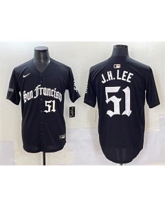 Men's San Francisco Giants #51 Jung Hoo Lee Black "Gothic Fog Edition" Vapor Premier Limited Stitched Baseball Jersey (Black)