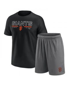 Men's San Francisco Giants Black/Heather Gray Arch T-Shirt & Shorts Combo Set (Black Gray)