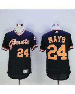 Men's San Francisco Giants #24 Willie Mays Black Throwback Stitched MLB Jersey