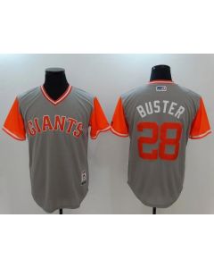 Men's San Francisco Giants #28 Buster Posey Grey Stitched MLB Jersey
