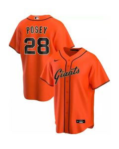 Men's San Francisco Giants #28 Buster Posey Orange Cool Base Stitched Jersey