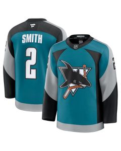 Men's San Jose Sharks #2 Will Smith Teal 2025 Alternate Stitched Hockey Premium Jersey